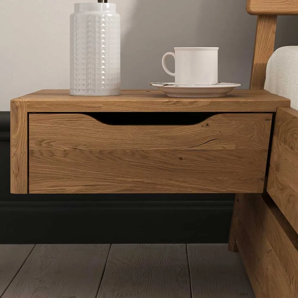 Wohnen Jugendbetten*Wildeiche Designbett mit Nachtkonsolen - Dominus (dreiteilig)