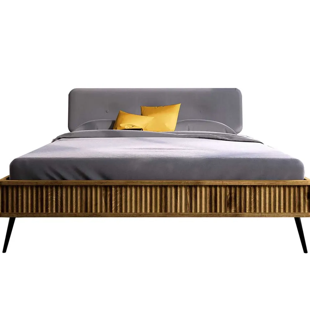 Wohnen Betten|Betten*Wildeiche Designerbett mit Polsterkopfteil - Casarius