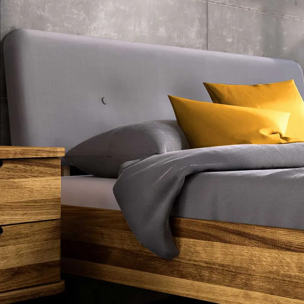 Wohnen Betten|Betten*Wildeiche Designerbett mit Polsterkopfteil - Casarius