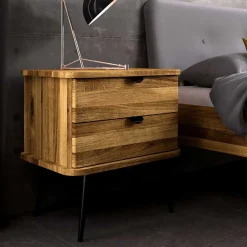 Wohnen Betten|Betten*Wildeiche Designerbett mit Polsterkopfteil - Casarius