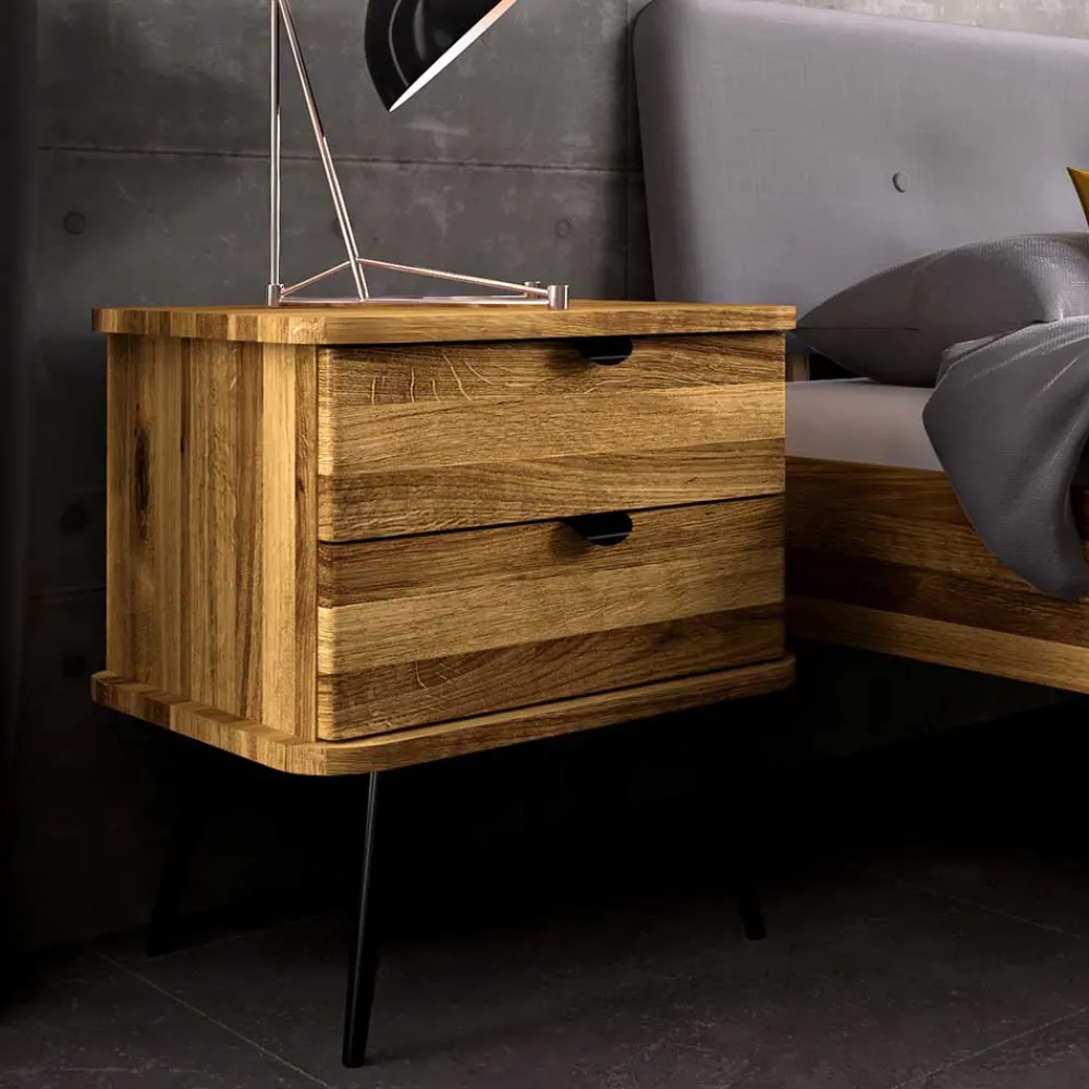 Wohnen Betten|Betten*Wildeiche Designerbett mit Polsterkopfteil - Casarius