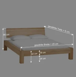Wohnen Naturholzmöbel|Betten*Wildeiche Doppelbett Amando in Honigfarben geölt