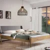 Wohnen Graue Möbel|Naturholzmöbel*Wildeiche Doppelbett mit Kunstleder Kopfteil - Lucyanco