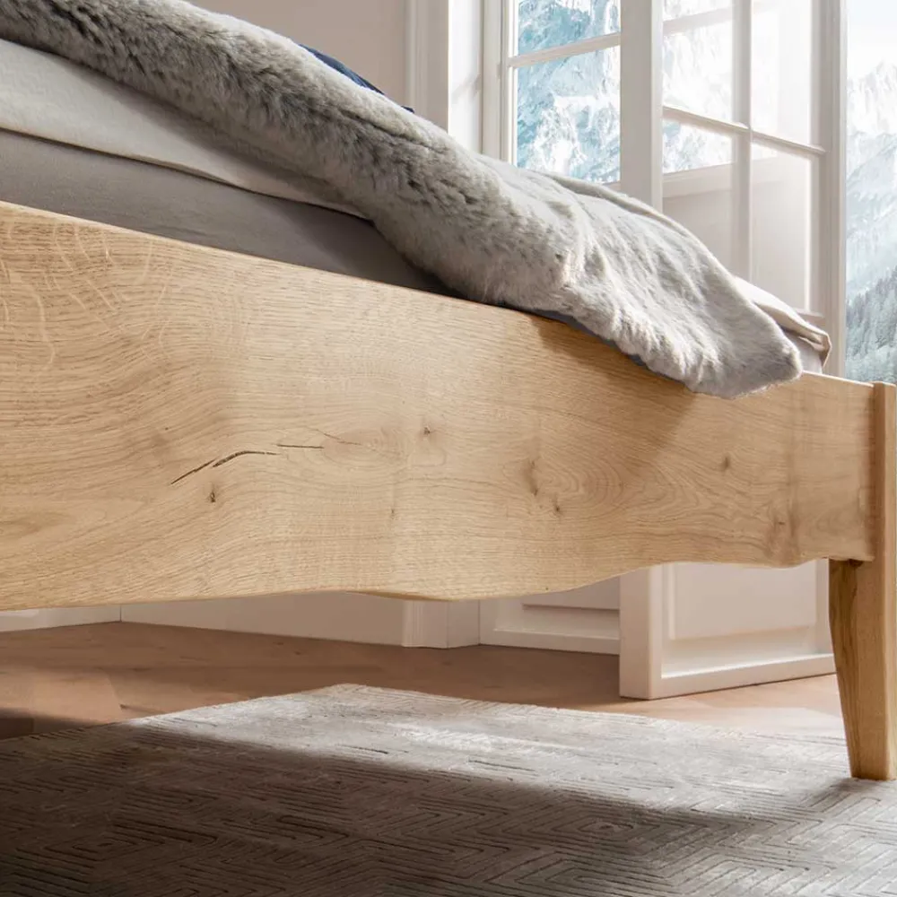 Wohnen Wildeiche Doppelbett mit Holzkopfteil - Adeira