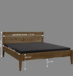 Wohnen Wildeiche Doppelbett mit Holzkopfteil - Adeira