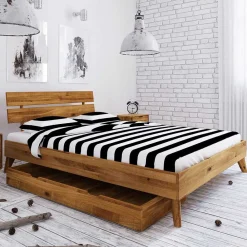 Wohnen Wildeiche Einzelbett Gestell mit Stauraum - Eavy