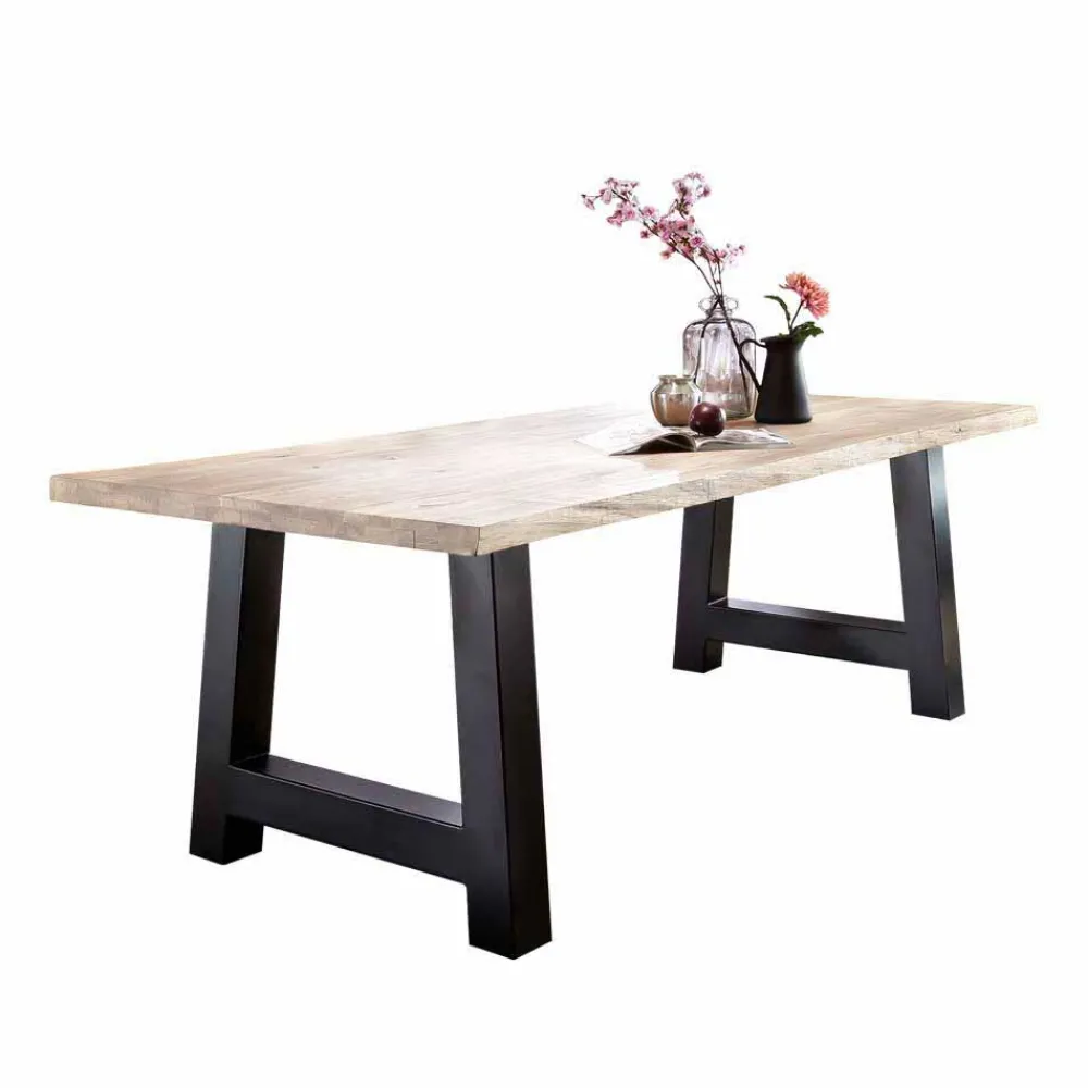 Wohnen Tische|Loft Möbel*Wildeiche Esstisch in Weiß gekälkt - Tenna