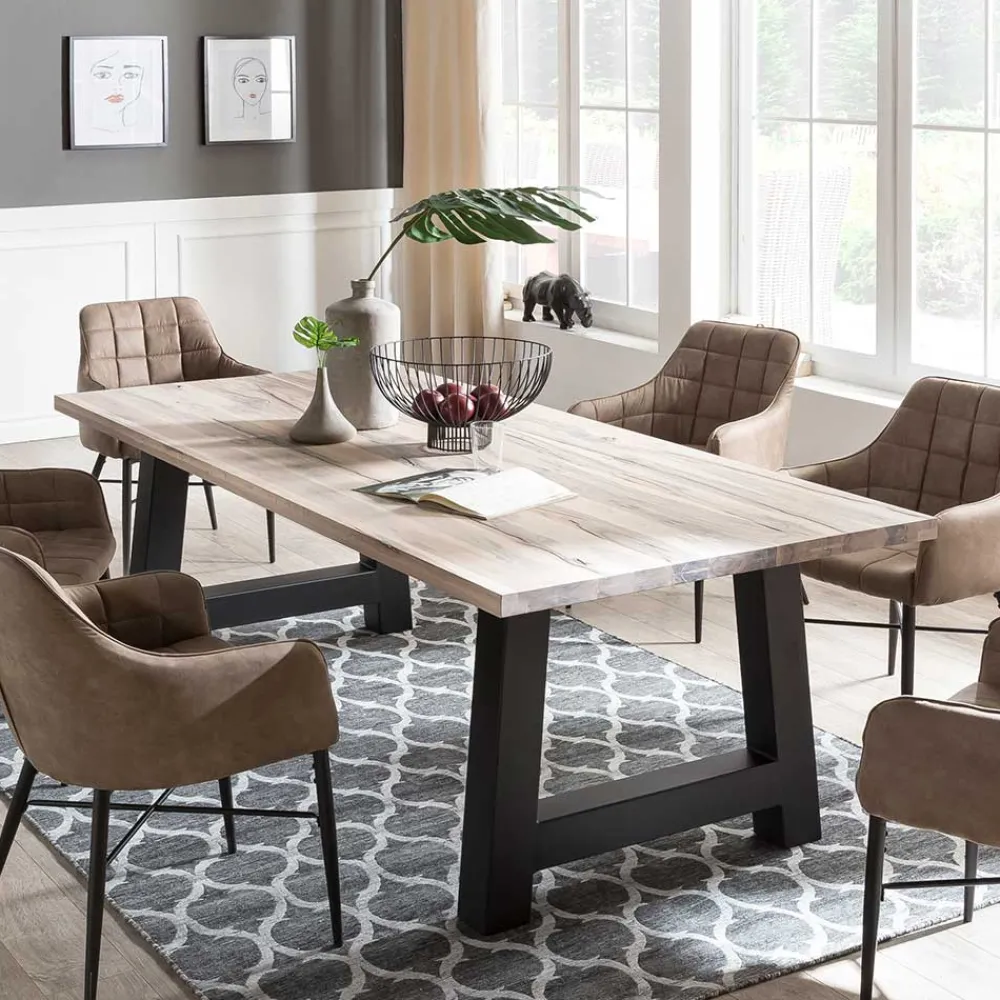 Wohnen Tische|Loft Möbel*Wildeiche Esstisch in Weiß gekälkt - Tenna