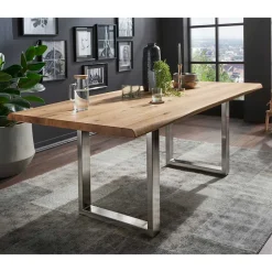 Wohnen Graue Möbel|Naturholzmöbel*Wildeiche Esstisch mit U-Beinen - Tanina