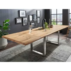 Wohnen Graue Möbel|Naturholzmöbel*Wildeiche Esstisch mit U-Beinen - Tanina