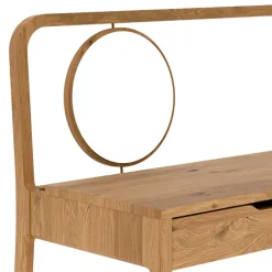 Wohnen Schminktische*Wildeiche Frisiertisch mit rundem Spiegel - Laida