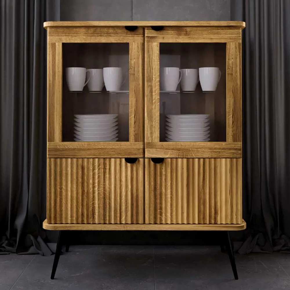 Wohnen Esszimmerschränke|Highboards*Wildeiche Highboard mit Glastüren & Holztüren - Casarius