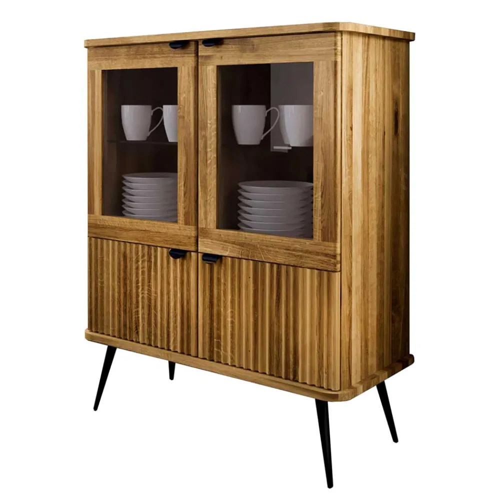 Wohnen Esszimmerschränke|Highboards*Wildeiche Highboard mit Glastüren & Holztüren - Casarius