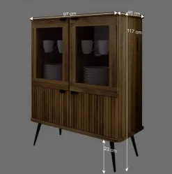 Wohnen Esszimmerschränke|Highboards*Wildeiche Highboard mit Glastüren & Holztüren - Casarius