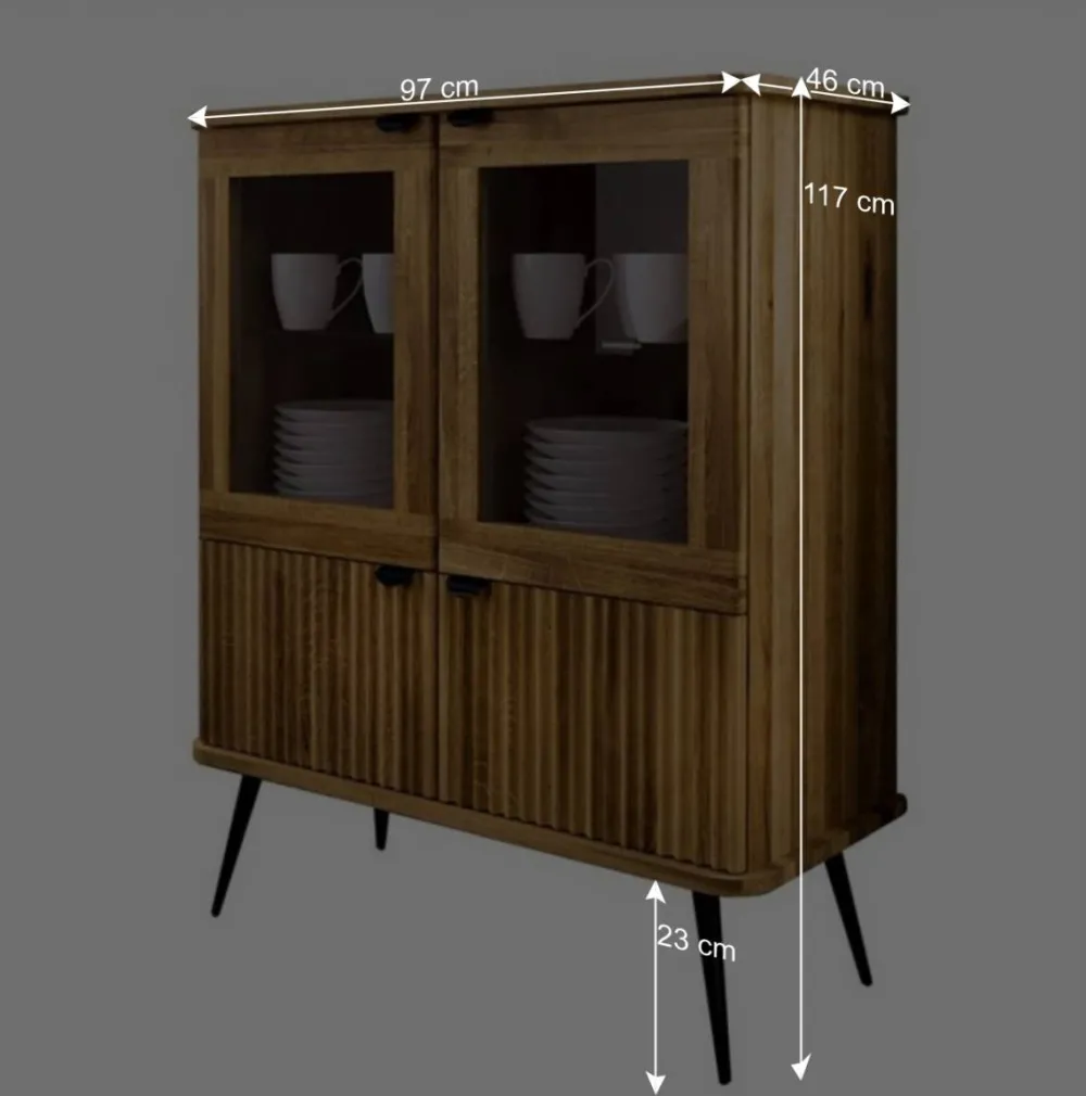 Wohnen Esszimmerschränke|Highboards*Wildeiche Highboard mit Glastüren & Holztüren - Casarius