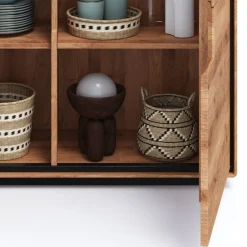 Wohnen Wildeiche Highboard mit Glas Einsatz - Shipper