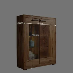 Wohnen Esszimmerschränke|Highboards*Wildeiche Highboard Troncon mit Glas Einsatz