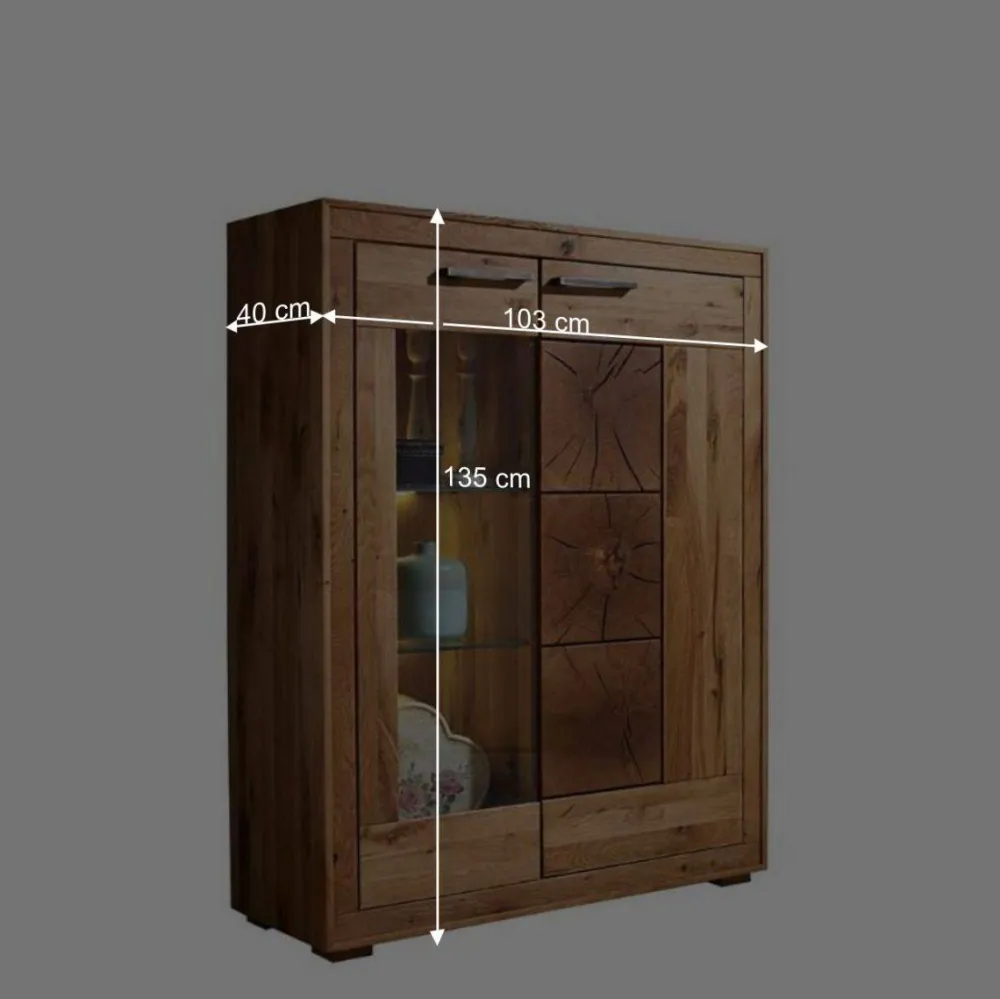 Wohnen Esszimmerschränke|Highboards*Wildeiche Highboard Troncon mit Glas Einsatz