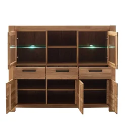 Wohnen Sideboards & Kommoden|Kommoden*Wildeiche Highboard Vitrine teilmassiv - Sophia