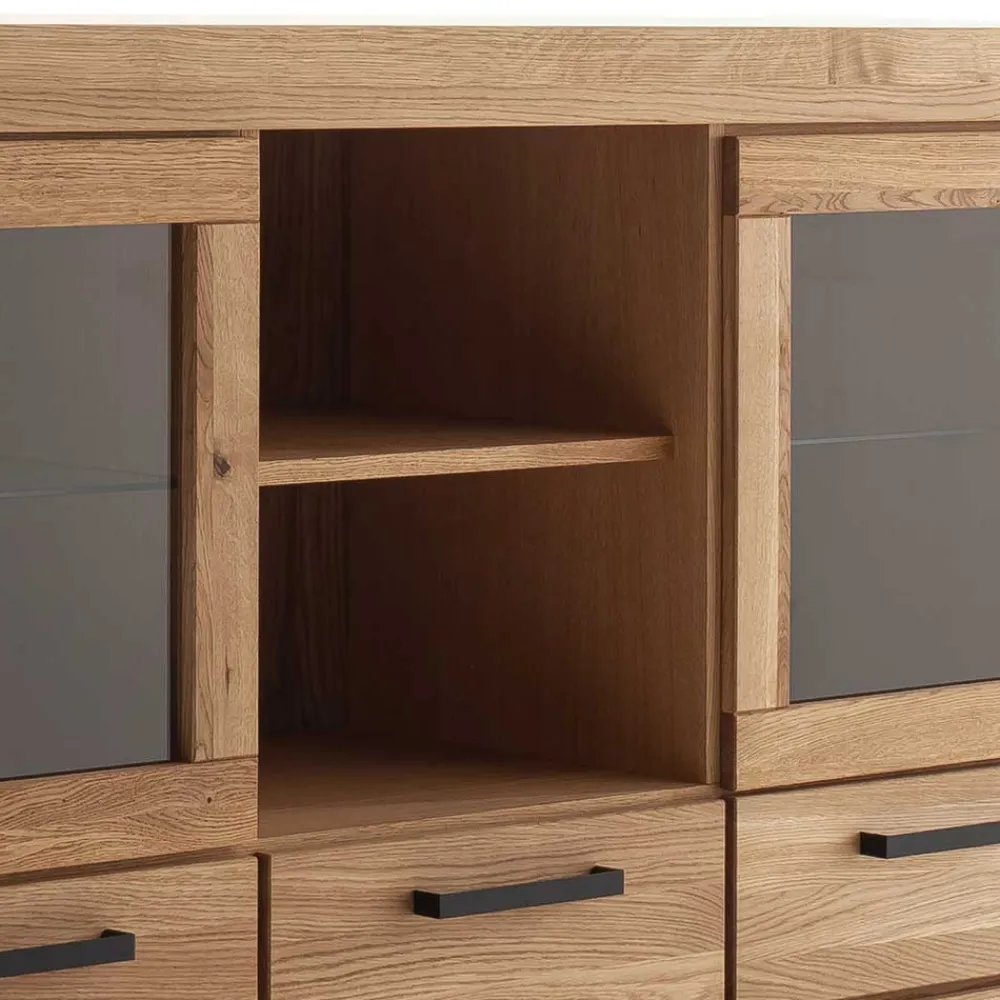 Wohnen Sideboards & Kommoden|Kommoden*Wildeiche Highboard Vitrine teilmassiv - Sophia