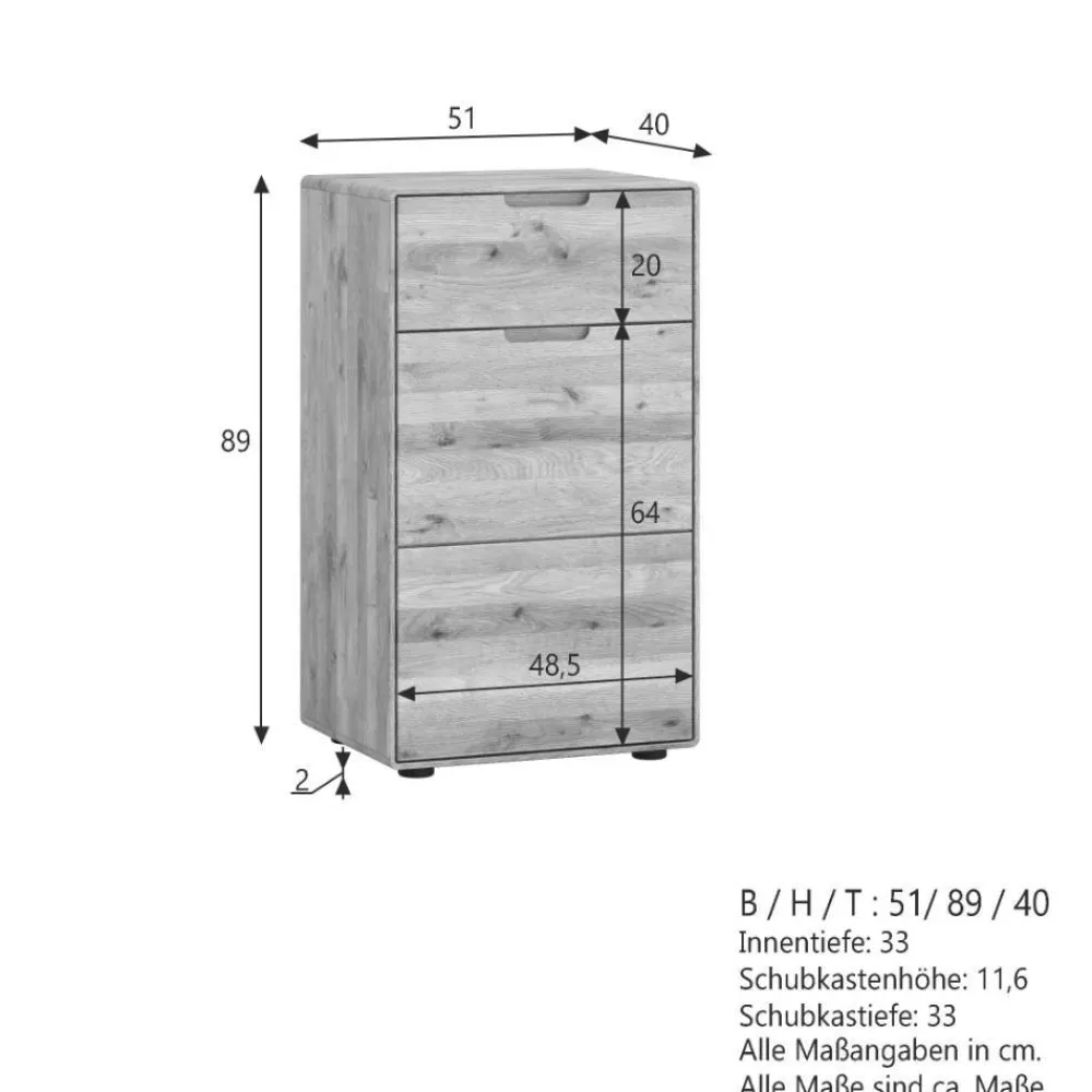 Wohnen Wildeiche Hochkommode mit Tür und Schublade - Holiday