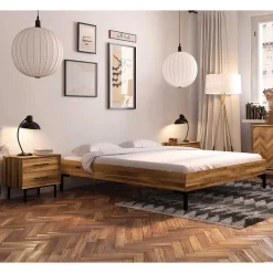 Wohnen Skandinavische Möbel*Wildeiche Holzbett für Dachzimmer - Kerfa