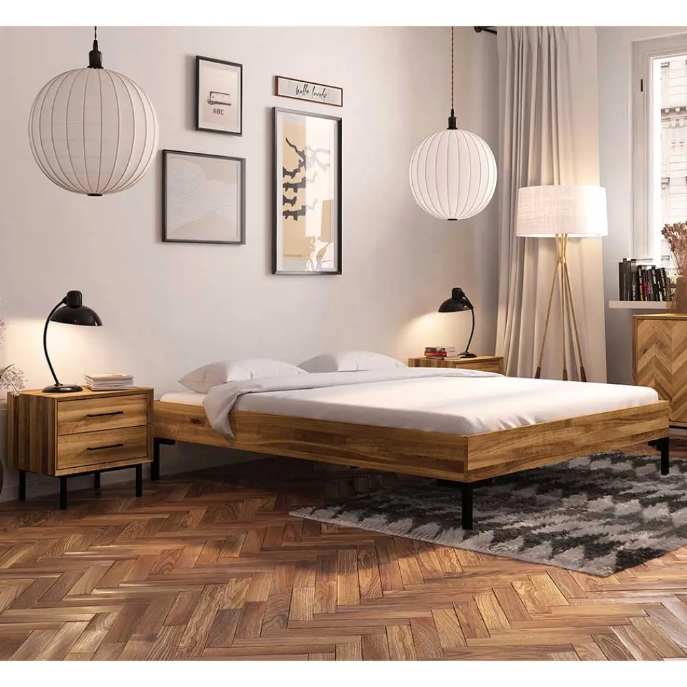 Wohnen Skandinavische Möbel*Wildeiche Holzbett für Dachzimmer - Kerfa