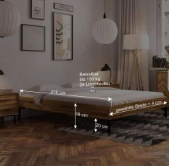 Wohnen Skandinavische Möbel*Wildeiche Holzbett für Dachzimmer - Kerfa