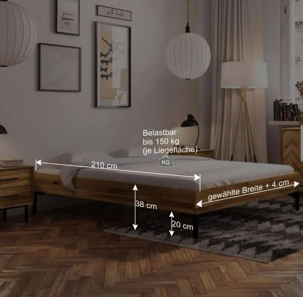 Wohnen Skandinavische Möbel*Wildeiche Holzbett für Dachzimmer - Kerfa