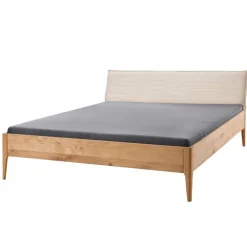 Wohnen Betten|Betten*Wildeiche Holzbett mit Cord-Kopfteil - Babahira