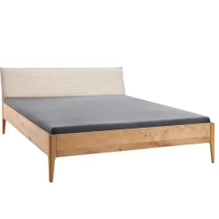Wohnen Betten|Betten*Wildeiche Holzbett mit Cord-Kopfteil - Babahira
