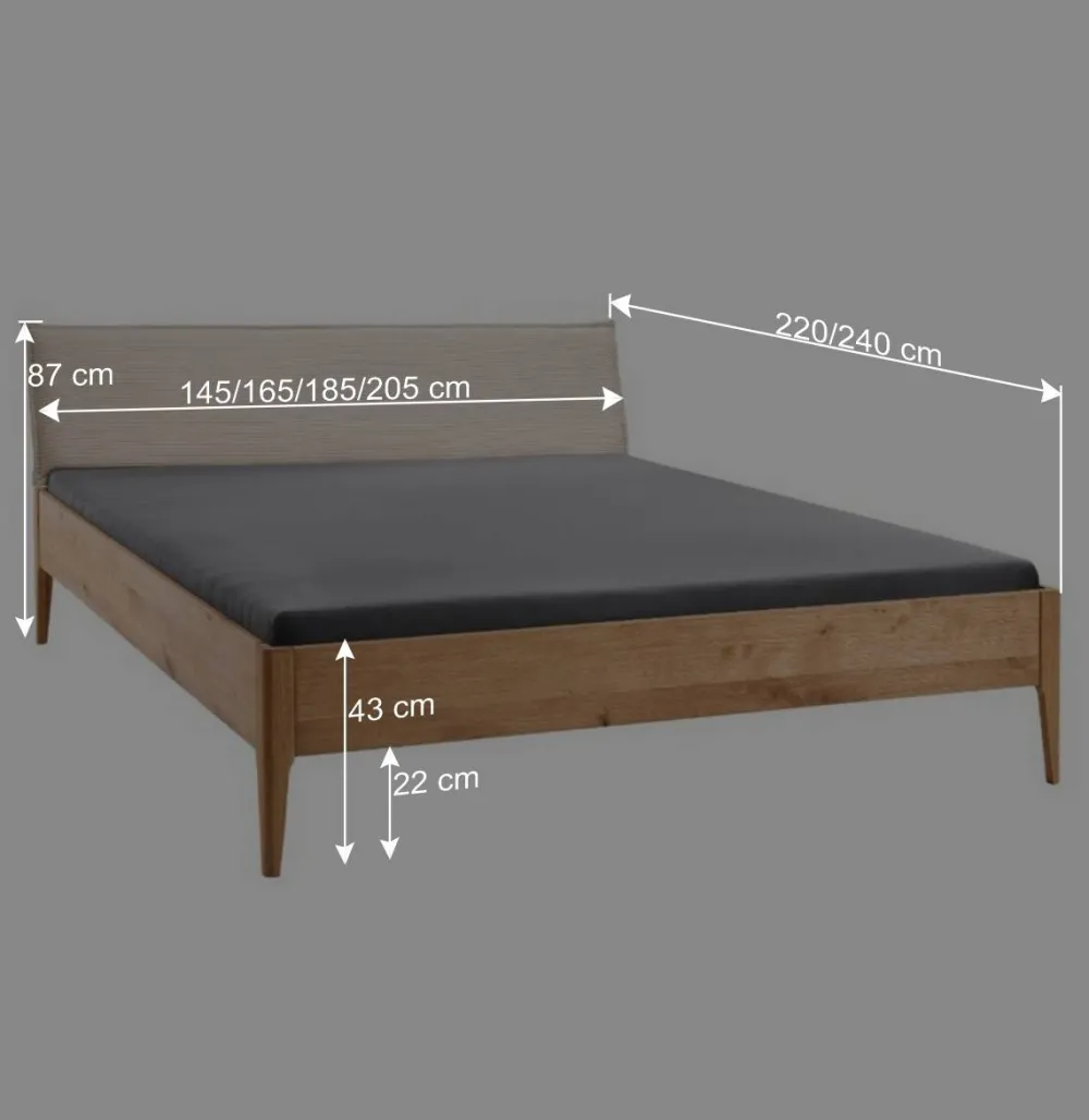 Wohnen Betten|Betten*Wildeiche Holzbett mit Cord-Kopfteil - Babahira