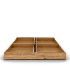 Wohnen Betten|Betten*Wildeiche Holzbett mit Polsterkopfteil in Beige - Favorite