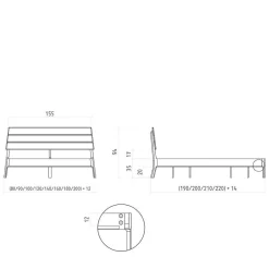 Wohnen Betten|Betten*Wildeiche Holzbett mit Polsterkopfteil in Beige - Favorite