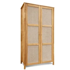 Wohnen Wildeiche Kleiderschrank mit Wiener Geflecht - Ambrosso