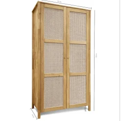 Wohnen Wildeiche Kleiderschrank mit Wiener Geflecht - Ambrosso