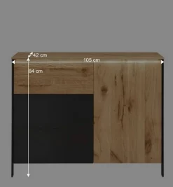 Wohnen Wildeiche Kombi-Kommode mit LED Beleuchtung - Viligrana