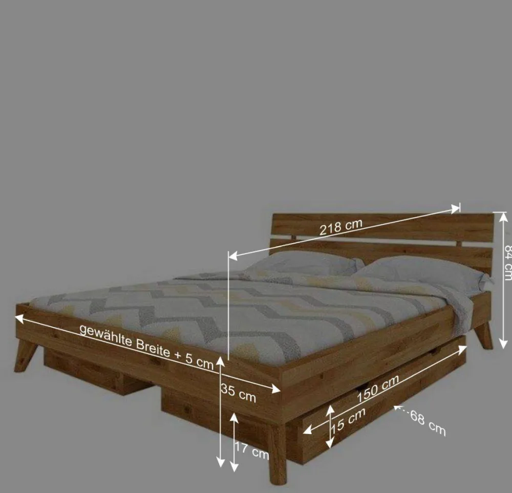 Wohnen Jugendbetten*Wildeiche Massivholzbett in Übergröße - Eavy I