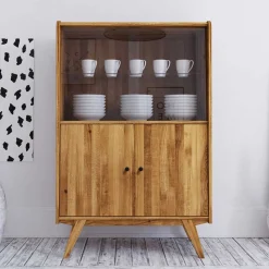 Wohnen Esszimmerschränke|Highboards*Wildeiche Mid Century Schrank mit zwei Glas Türen - Hardus