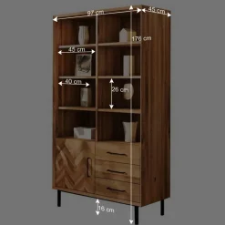 Wohnen Skandinavische Möbel|Wohnzimmer-Regale*Wildeiche Regal mit Tür & drei Schubladen - Kerfa