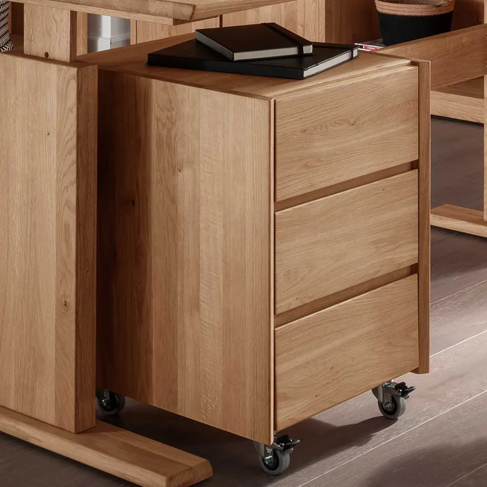 Wohnen Rollcontainer*Wildeiche Rollcontainer aus Massivholz - Melanie