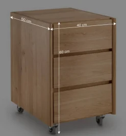 Wohnen Rollcontainer*Wildeiche Rollcontainer aus Massivholz - Melanie