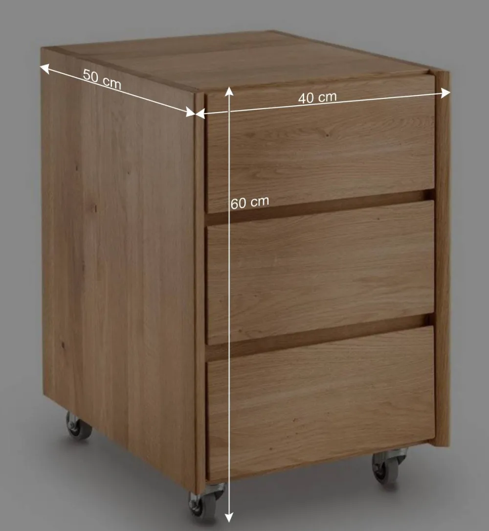 Wohnen Rollcontainer*Wildeiche Rollcontainer aus Massivholz - Melanie