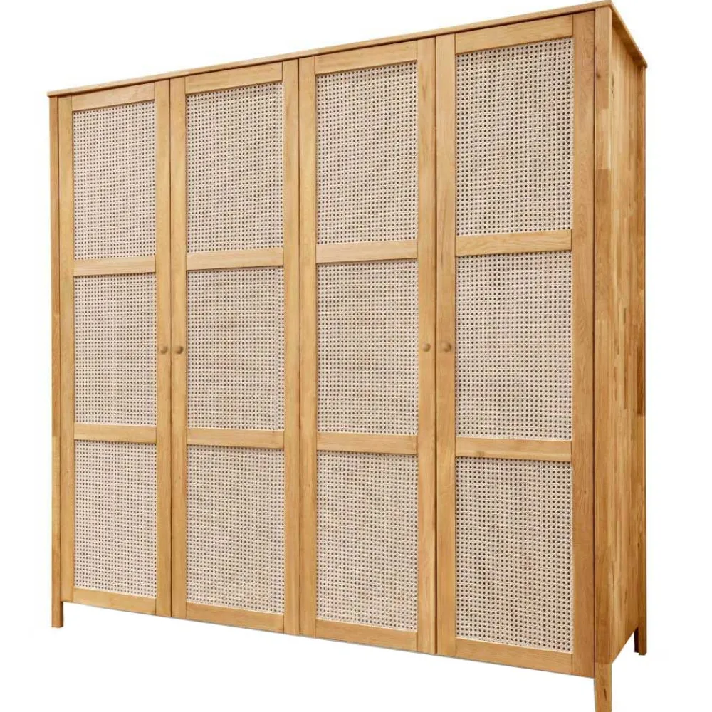 Wohnen Rattanmöbel*Wildeiche Schlafzimmerschrank mit Wiener Geflecht - Ambrosso