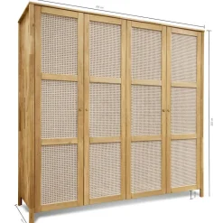 Wohnen Rattanmöbel*Wildeiche Schlafzimmerschrank mit Wiener Geflecht - Ambrosso