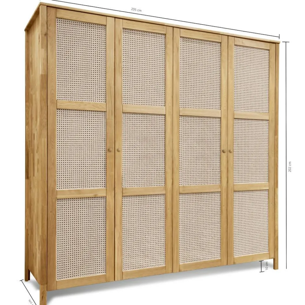 Wohnen Rattanmöbel*Wildeiche Schlafzimmerschrank mit Wiener Geflecht - Ambrosso