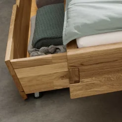 Wohnen Wildeiche Schubkastenbett & Nachtkommoden - Aryvano (dreiteilig)