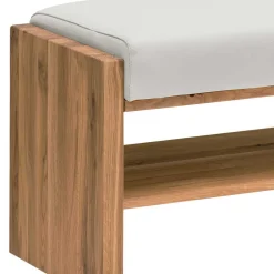 Wohnen Schuhschränke|Garderobenbänke*Wildeiche Sitzbank mit weißem Echtleder - Mandrey