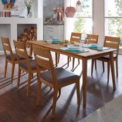 Wohnen Wildeiche Sitzgruppe Likes mit sechs Stühlen (siebenteilig)