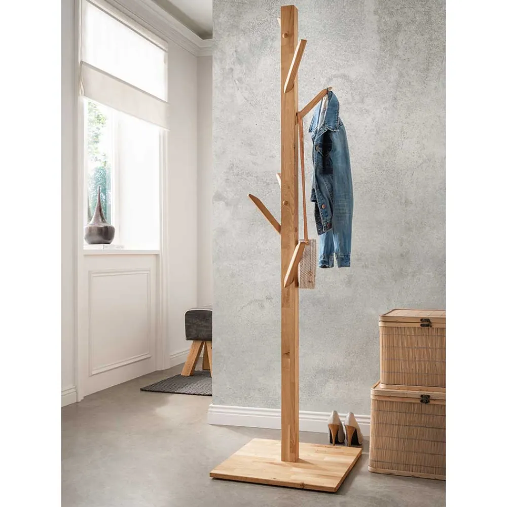 Wohnen Wildeiche Standgarderobe mit fünf Haken - Emangov